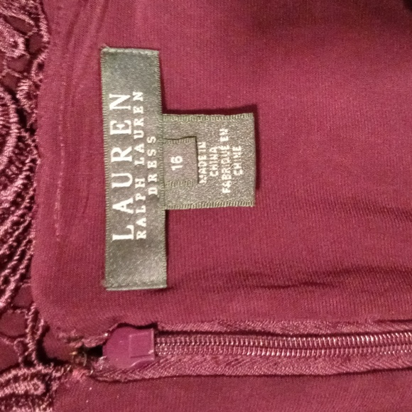 💜Lauren Ralph Lauren💜 - Plum Lace Overlay S/S Cocktail Dress - Picture 3 of 13
